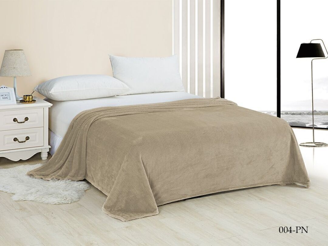 Плед однотонный жаккард в пакете Pinoli Реноме, PN-004 бежевый