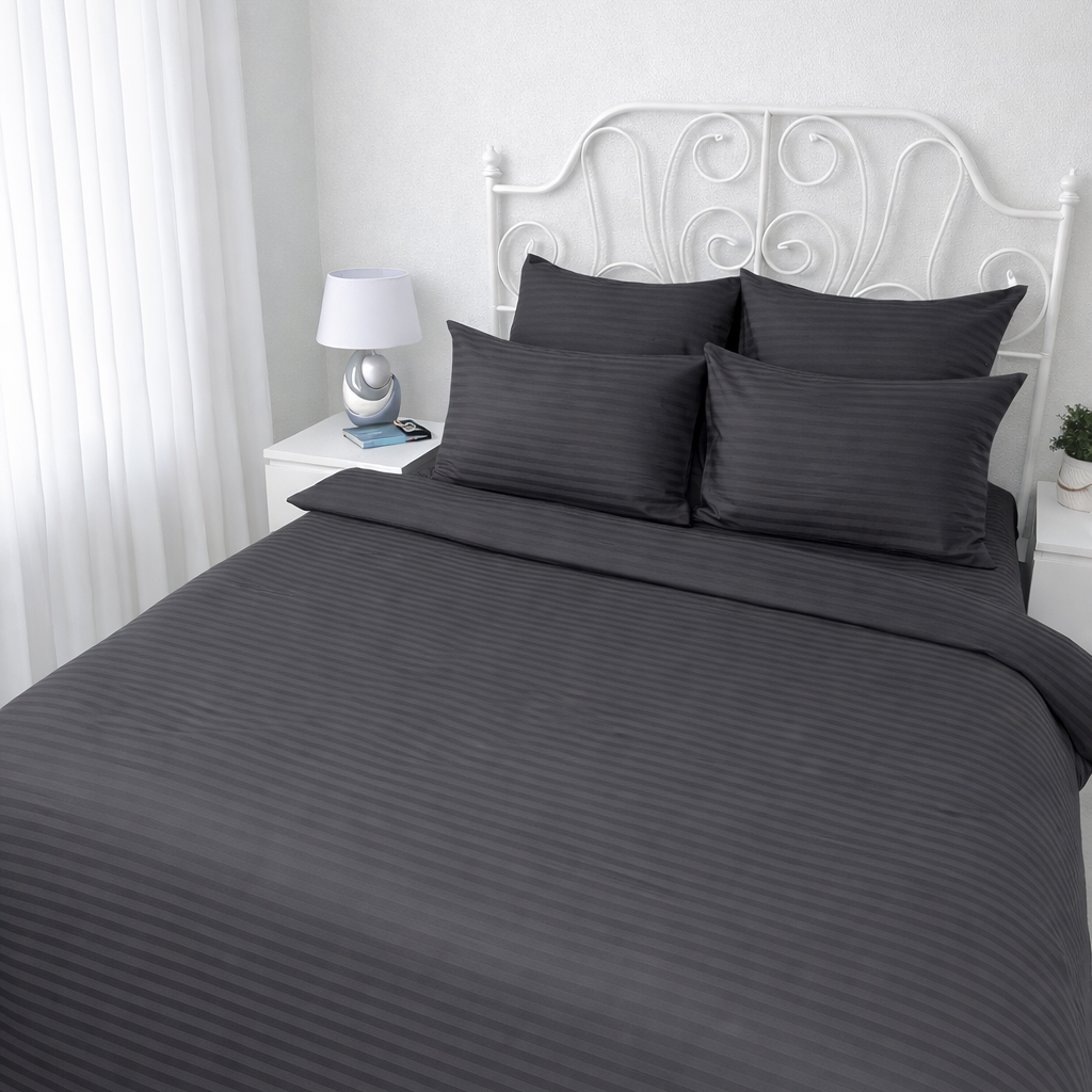 КПБ  страйп-сатин однотонный  Графитовая коллекция Реноме<Ss-003 Графит> 