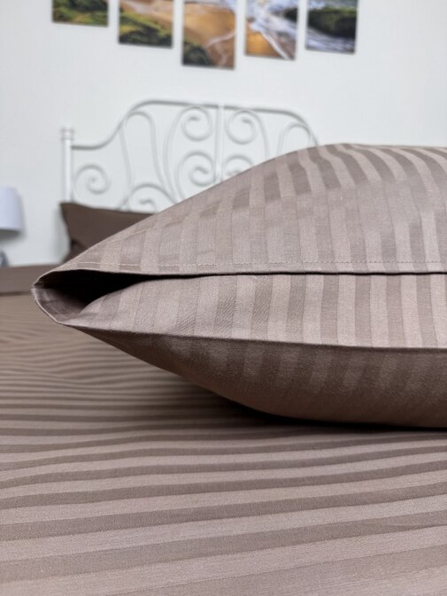 КПБ  страйп-сатин однотонный  Графитовая коллекция Реноме<Ss-002 Горький шоколад> 