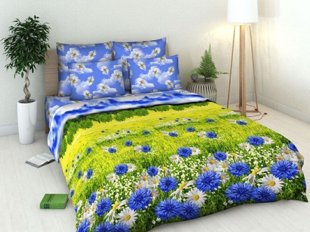 КПБ  бязь Василиса/Delight<4268-1 Васильковое поле>