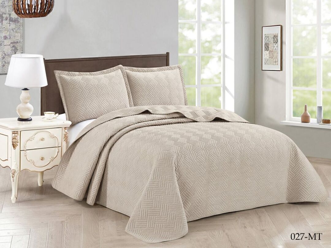 Покрывало стеганное Мускат с наволочками шт MT Клео, MT-027, бежевый