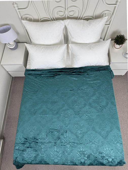 Плед однотонный жаккард Элит Реноме, 100 вензель изумруд