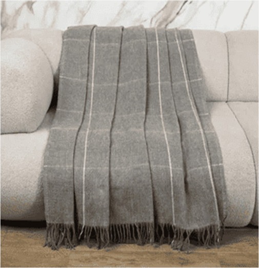 Плед Осло с бахромой Влади, белый/ светло-серый, BATTLE