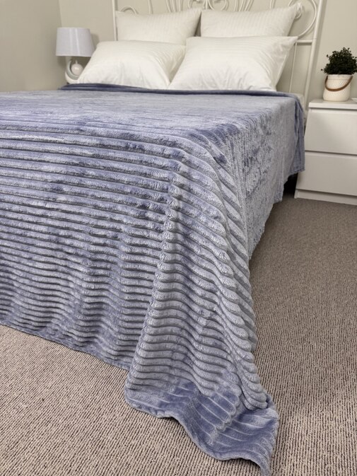 Плед однотонный жаккард Элит Реноме, 007 орризонте серебро