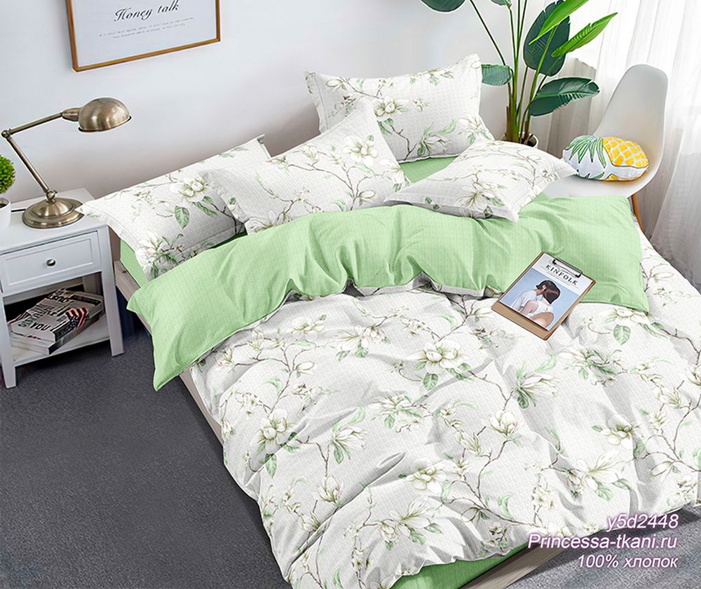 КПБ  поплин Оливковая коллекция Реноме<УУ 2448> 