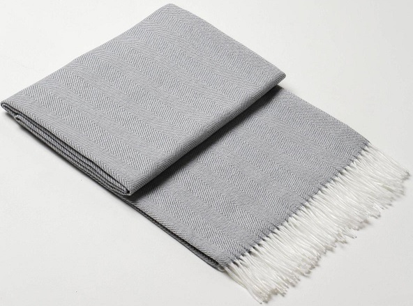 Плед Милан с бахромой Влади, белый-серый, В9