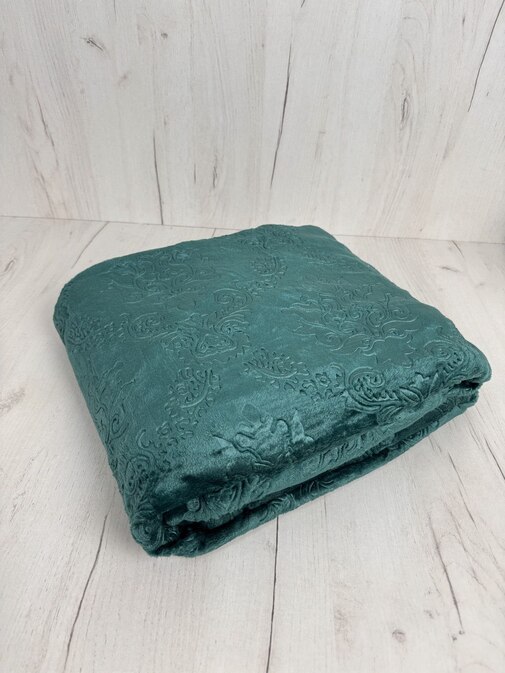 Плед однотонный жаккард Элит Реноме, 100 вензель изумруд