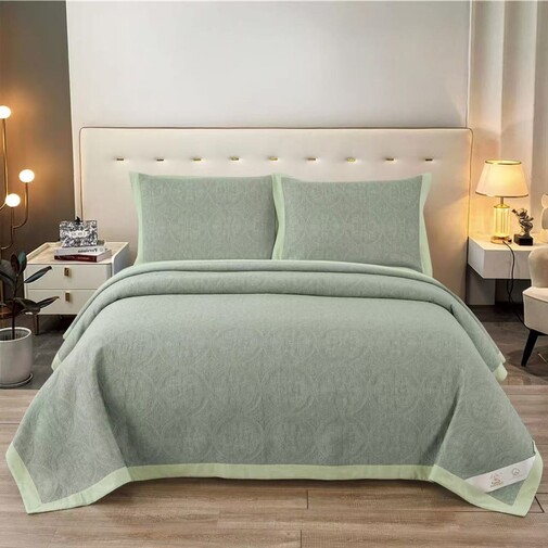 Покрывало муслиновое с наволочками -2шт Ретро-Уют, KLCG-022, зеленый