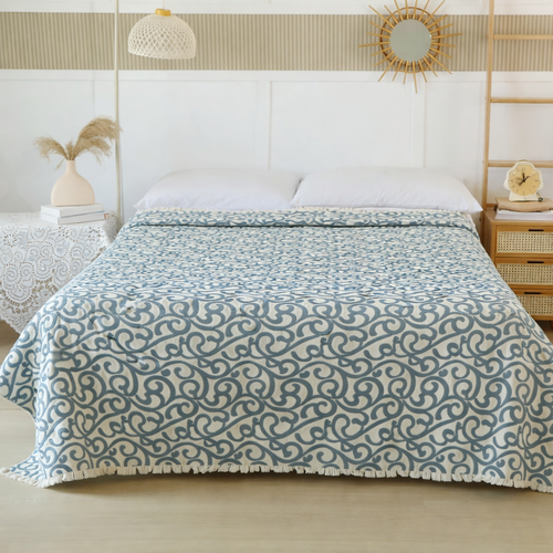 Покрывало хлопковое 30..671 7Я, 3010671, серо-синий