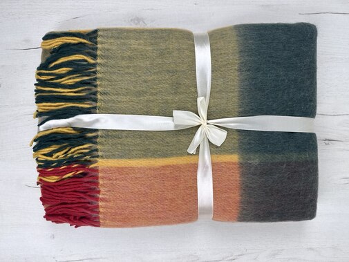 Плед Эльф с бахромой Влади, желтый-красный-зеленый, ЛИАМ