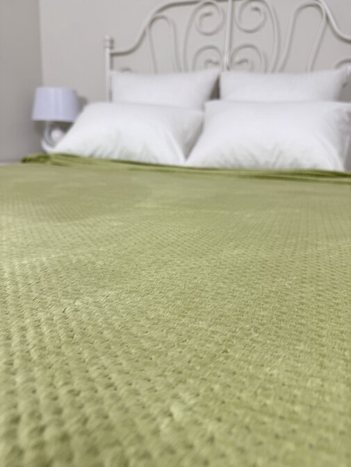 Плед однотонный жаккард в пакете Pinoli Реноме, PN-010 зеленый