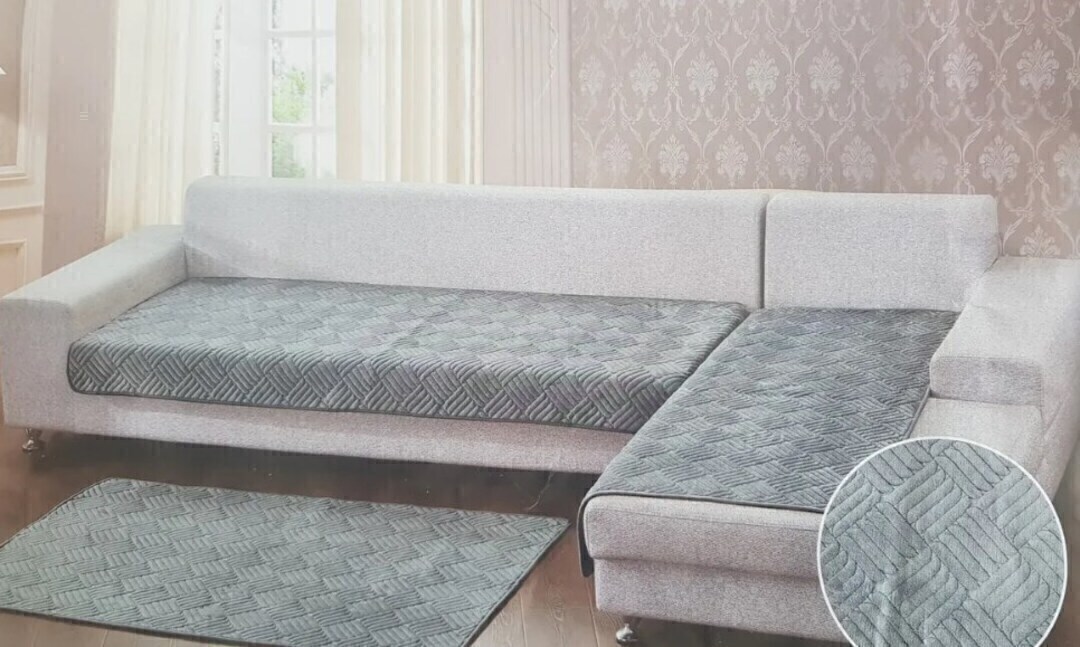 Комплект накидок на диван с оттоманкой -2шт+ мех стрижка СД