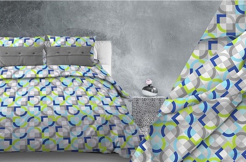 КПБ  бязь Бояртекс <307 Диалог вид 9/14 бирюза Скидка>