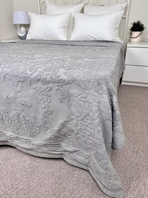 Покрывало махровое 22..421 7Я, 2210421, темно-серый