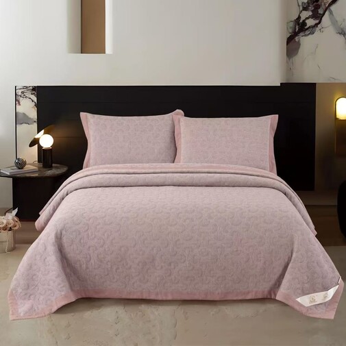 Покрывало муслиновое с наволочками -2шт Ретро-Уют, KLCG-016, розовый