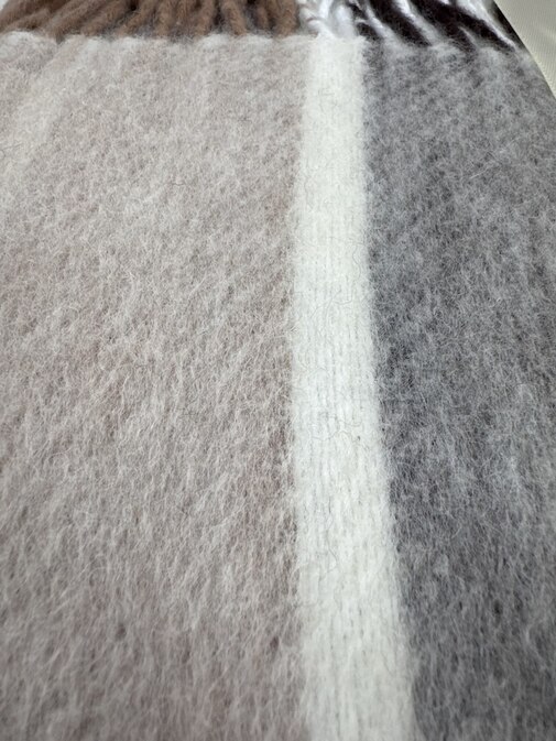 Плед Эльф с бахромой Влади, белый-бежевый-коричневый, LIAM