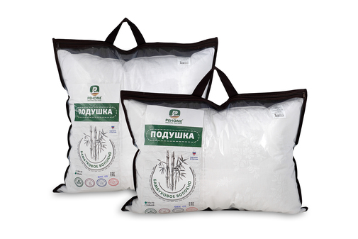 Подушка бамбук, заменитель лебяжьего пуха тк хлопковая  Реноме