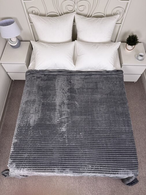 Плед однотонный жаккард в пакете Реноме, 006 орризонте стальной