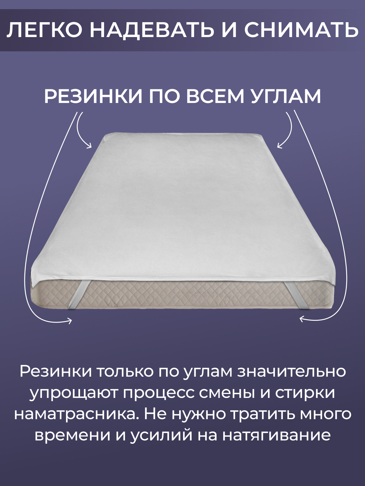 Наматрасник водонепроницаемый с резинками по углам Реноме
