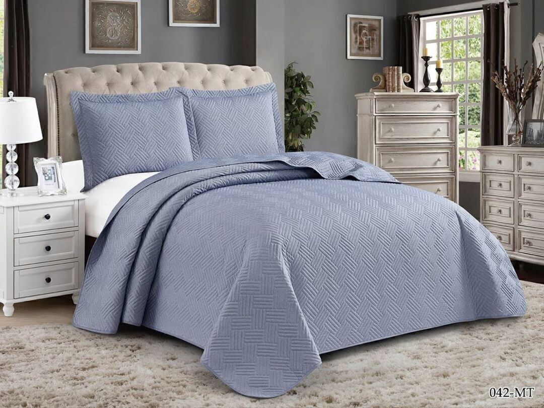 Покрывало стеганное Мускат с наволочками шт MT Клео, MT-042, синий