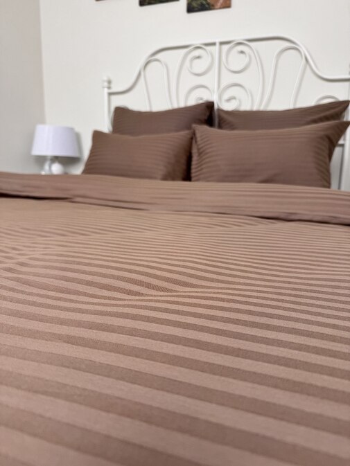 КПБ  страйп-сатин однотонный  Графитовая коллекция Реноме<Ss-002 Горький шоколад> 