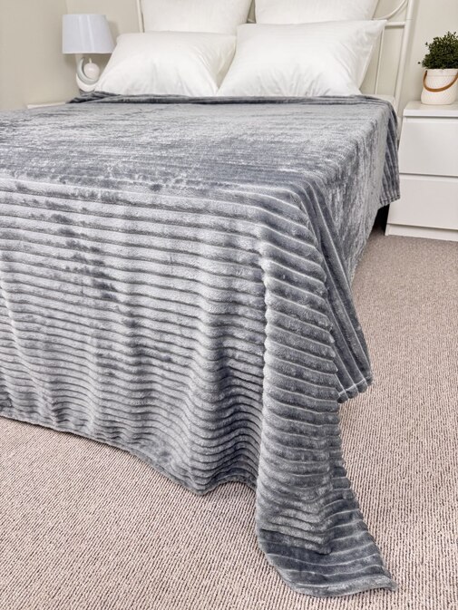 Плед однотонный жаккард в пакете Реноме, 006 орризонте стальной