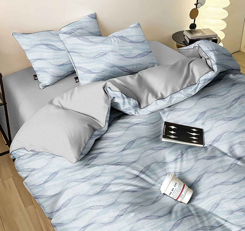 КПБ сатин Темно-синяя коллекция с увеличенной простыней Реноме<ПП 7419>