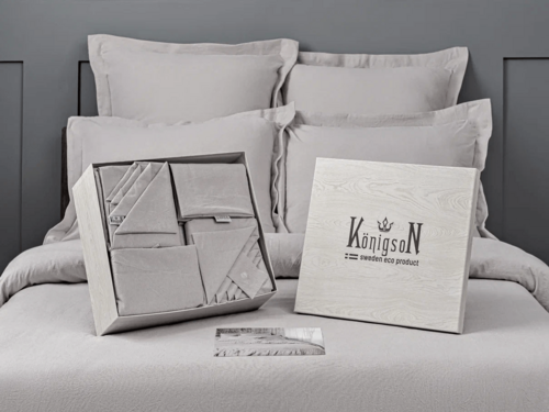 КПБ теплый лен с простыней на резинке (160*200*30) Koenigson<16-0000 Aska>