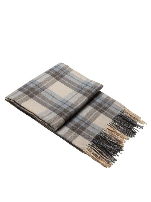 Плед Элис с бахромой Влади, бежевый-серый-коричневый, В1