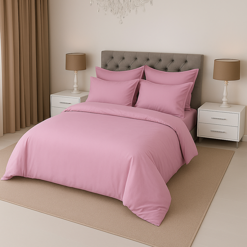 КПБ сатин однотонный Темно-синяя коллекция Реноме<OS-006 Пудрово-розовый>