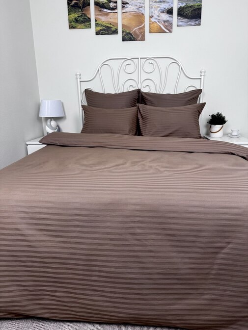 КПБ страйп-сатин однотонный Графитовая коллекция Реноме<Ss-002 Горький шоколад>