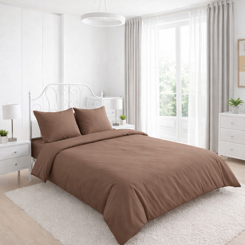 КПБ поплин однотонный Оливковая коллекция Реноме<18-1324 Молочный шоколад>