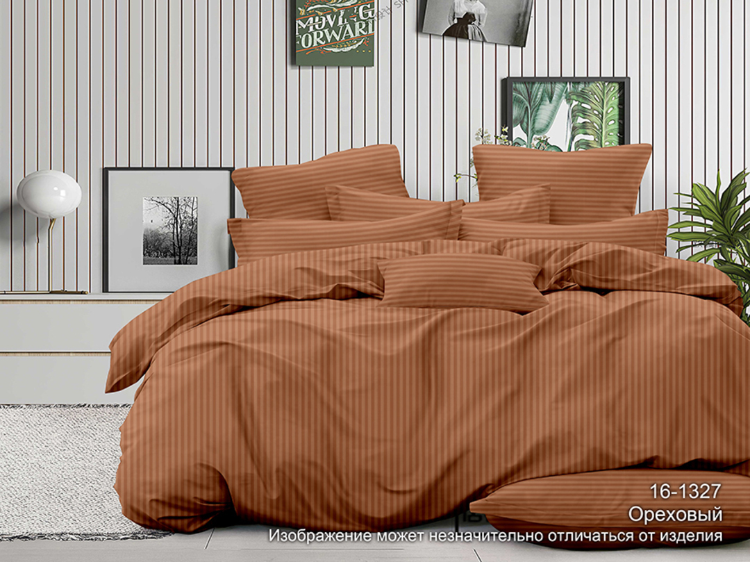 КПБ  страйп-сатин Люксор<16-1327 Ореховый Полоса 1х1 Скидка>