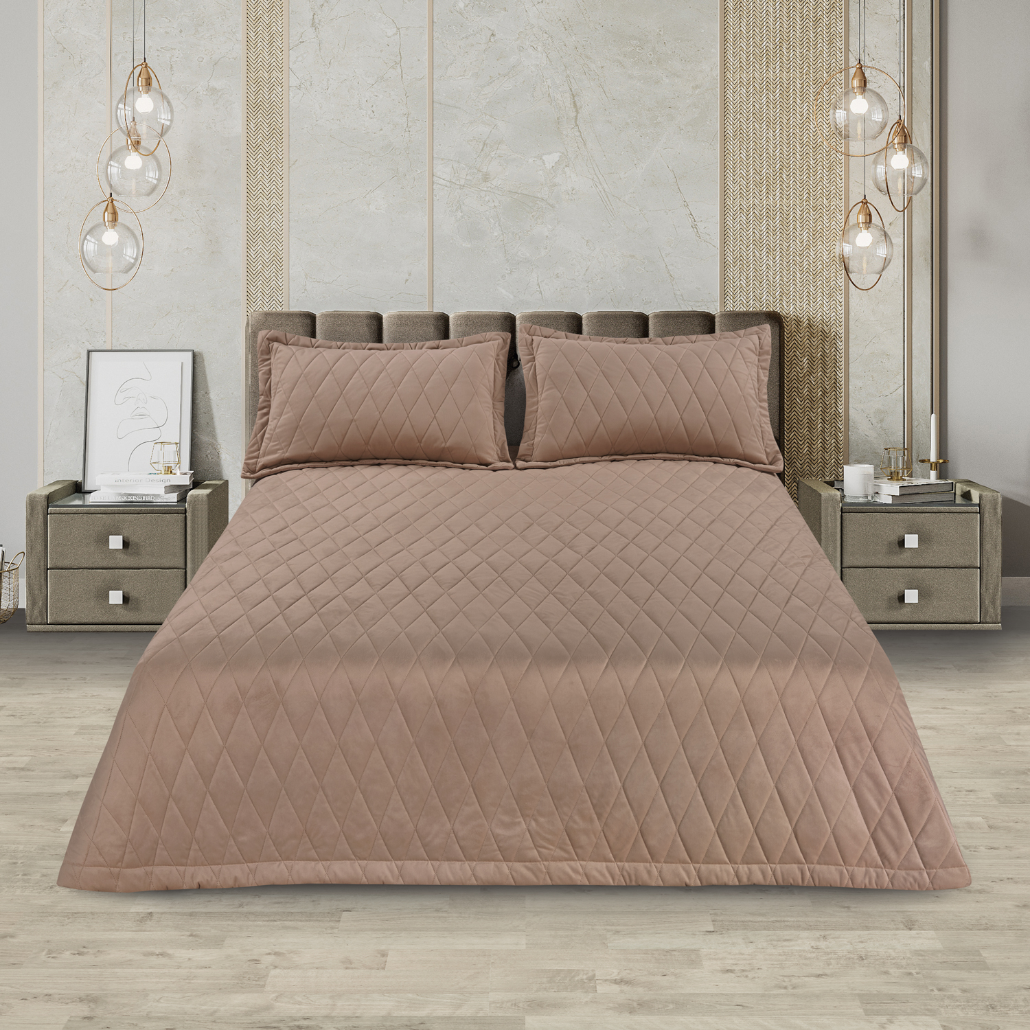 Покрывало ультрастеп Bellini с наволочками -2шт п/э Марианна, 44, светло-коричневый