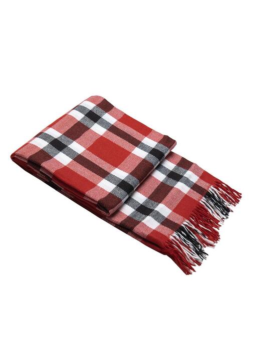 Плед Элис с бахромой Влади, красный-белый-антрацит