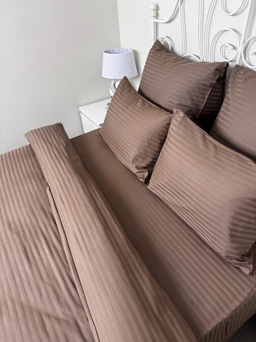 КПБ страйп-сатин однотонный Графитовая коллекция Реноме<Ss-002 Горький шоколад>