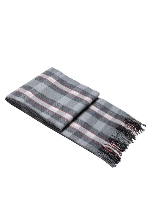 Плед Элис с бахромой Влади, белый-серый-красный, В6