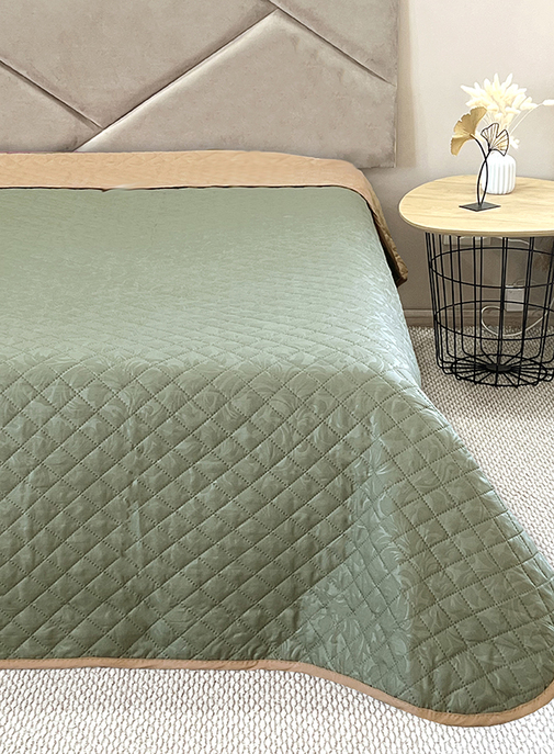 Покрывало окантованное микрофибра Viola, ПМ-112, хаки/охра