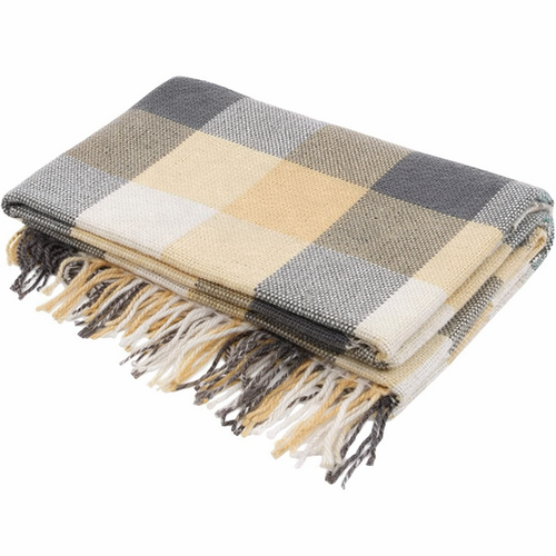 Плед Пикник с бахромой Влади, белый-серый, 9050080