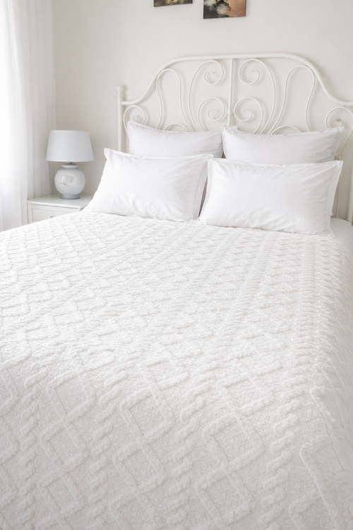 Плед однотонный жаккард Gammi Реноме, GAM-017 косичка молочный