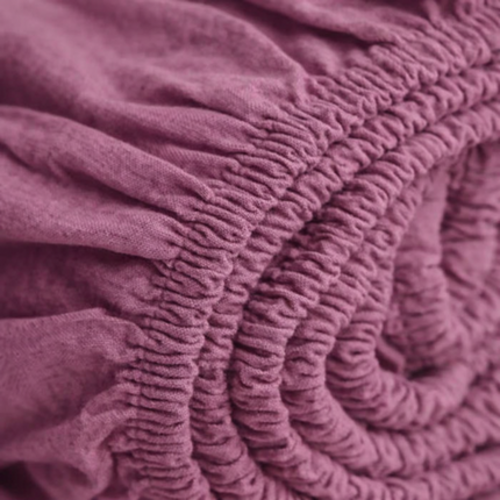 КПБ теплый лен с простыней на резинке (160*200*30) Koenigson<17-1610 Hallon>