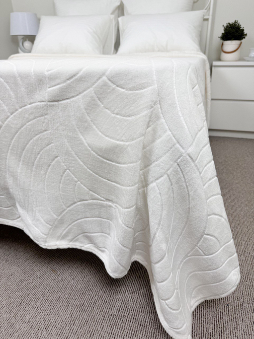 Плед однотонный жаккард Элит Реноме, 001 аура белый