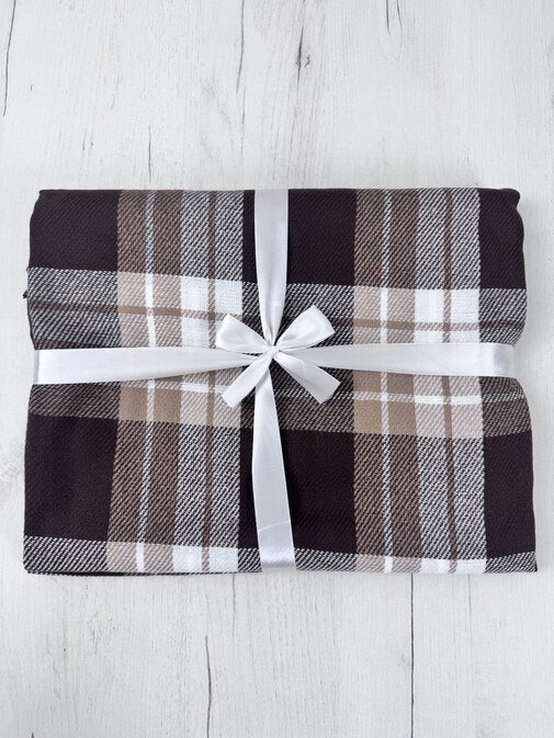 Плед Элис с бахромой Влади, белый-бежевый-коричневый, В2