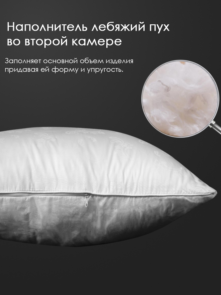 Подушка бамбук, заменитель лебяжьего пуха тк хлопковая  Реноме