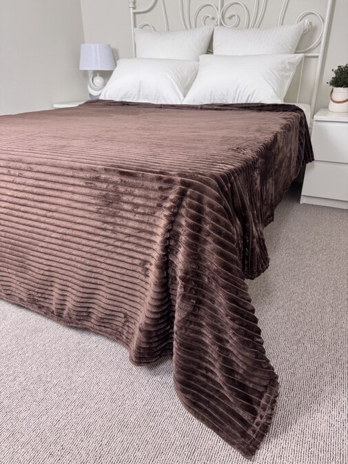 Плед однотонный жаккард в пакете Реноме, 004 орризонте шоколад