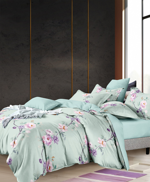 КПБ  поплин Оливковая коллекция с простыней на резинке (90*200*25) Реноме<УУ 6644> 