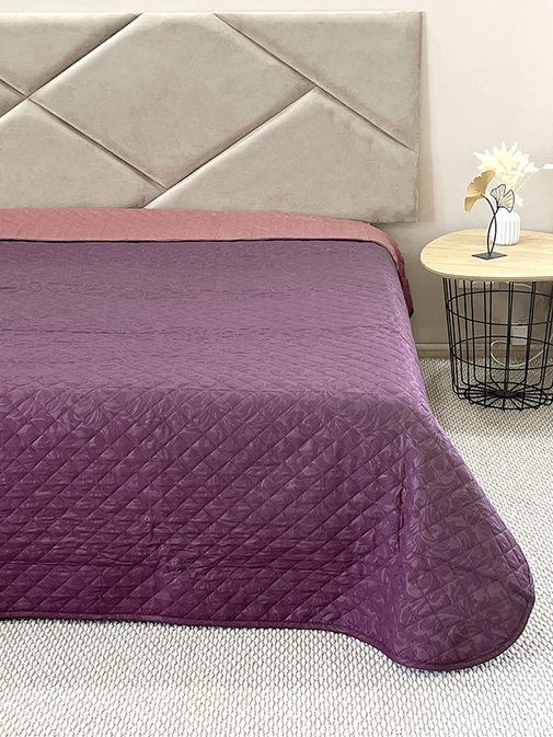 Покрывало окантованное микрофибра Viola, ПМ-111, баклажан/бордо