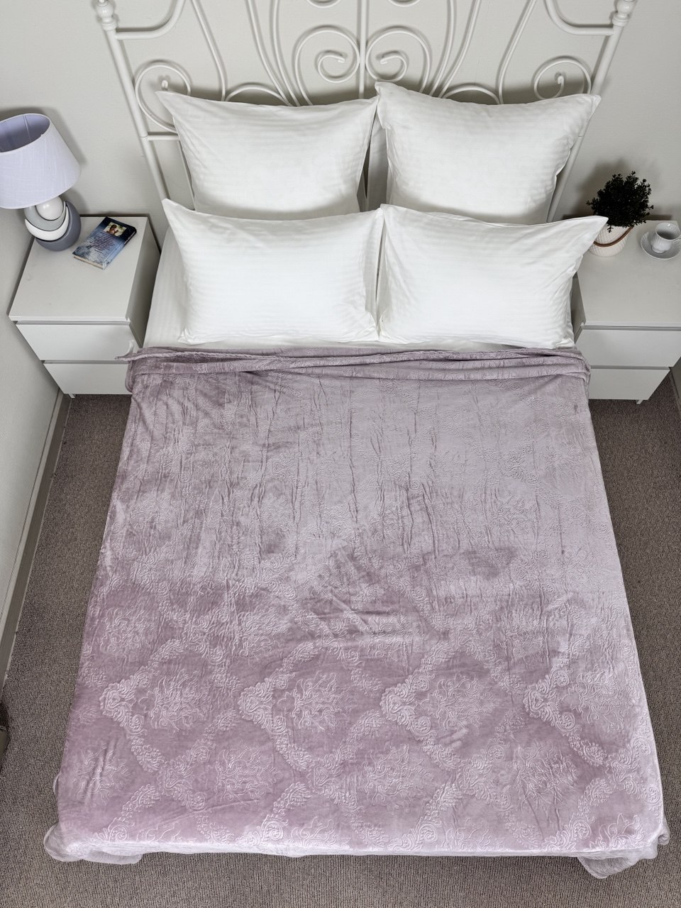 Плед однотонный жаккард в пакете Реноме, 042 вензель сухая роза