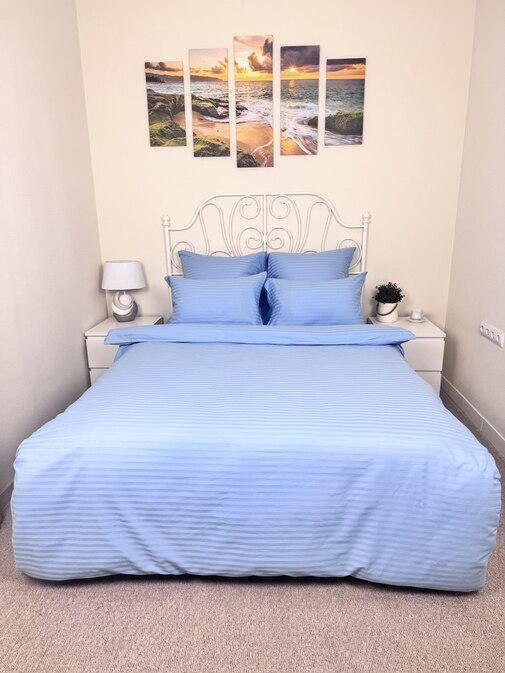 КПБ страйп-сатин однотонный Графитовая коллекция Реноме<Ss-004 Небесный>