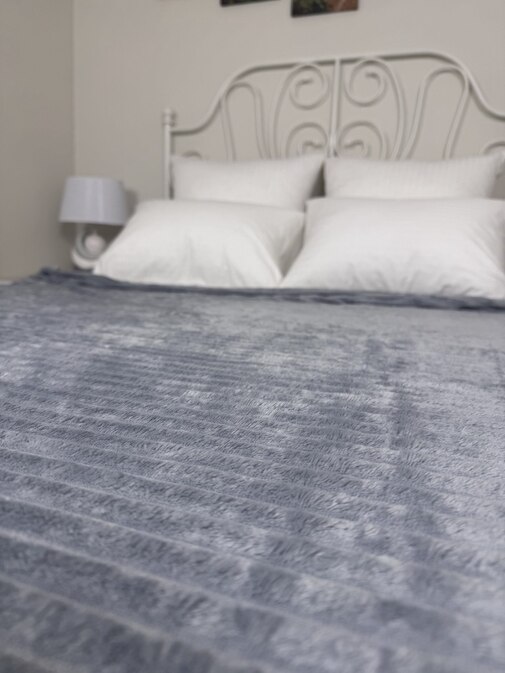 Плед однотонный жаккард в пакете Реноме, 013 орризонте светло-серый